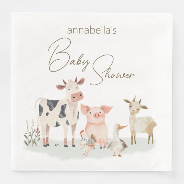 Baby Farm Animals Cute Country Theme Napkin (Front)