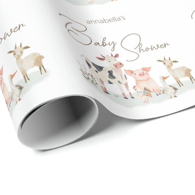 Baby Farm Animals Cute Country Theme Wrapping Paper (Roll Corner)