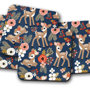 Baby Fawn Christmas   Christmas Cork Coaster Set