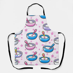 Baby feeding bowls fun bright cartoon  apron