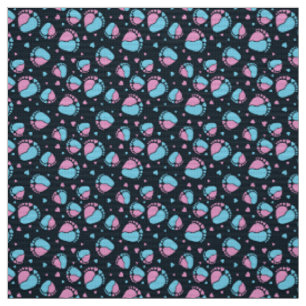 Baby Feet and Hearts in blue and pink colour Fabric