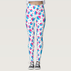 Baby Feet and Hearts in Blue and Pink Colour Leggings