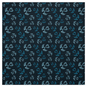 Baby Feet and Hearts in blue glitter Fabric