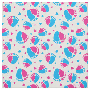 Baby Feet and Hearts in pink and blue colour Fabric