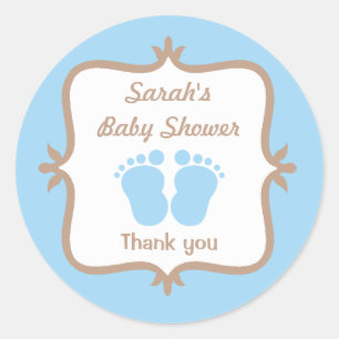 Baby Feet Blue Round Sticker