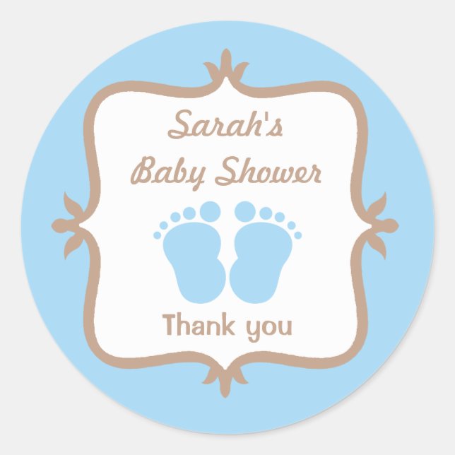 Baby Feet Blue Round Sticker (Front)