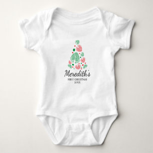 Baby feet forming Christmas tree,first Christmas Bodysuit