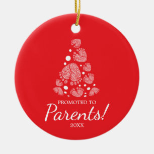 Baby feet forming Christmas tree,first Christmas Ceramic Ornament