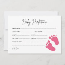 Baby Feet Girl Baby Prediction & Wishes Card