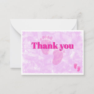 Baby Feet Girl Baby Shower Custom Pink Thank You Card