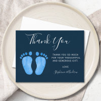 Baby Feet Navy Blue Baby Shower Thank You