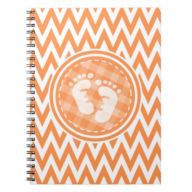 Baby Feet; Orange and White Chevron Notebook (Front)