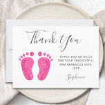 Baby Feet Pink Baby Shower  Thank You Card<br><div class="desc">This Baby Shower Thank You Card is decorated with modern typography and cute pink watercolor baby's feet. Easily customisable. To customise further use the Design Tool to edit the font, font size, or colour. Because we create our artwork you won't find this exact image from other designers. Original Watercolor ©...</div>