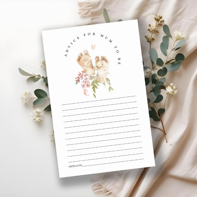 Baby Feet Pink Floral Advice For Mum Baby Shower  (Creator Uploaded)