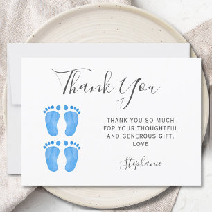 Baby Feet Twin Boys' Baby Shower Thank You Card