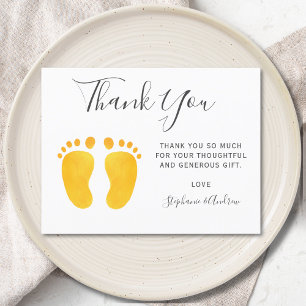 Baby Feet Yellow Baby Shower Thank You Postcard