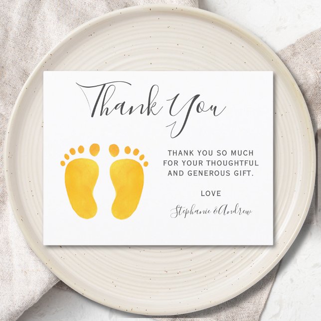 Baby Feet Yellow Baby Shower Thank You Postcard (Creator Uploaded)