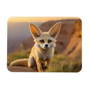 Baby Fennec fox on cliff Magnet