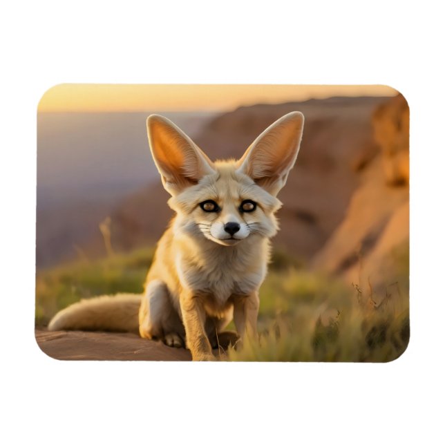 Baby Fennec fox on cliff Magnet (Horizontal)