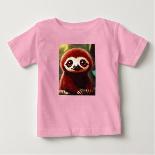 Baby Fine Jersey T-Shirt - Big-Eyed Baby Sloth Cha