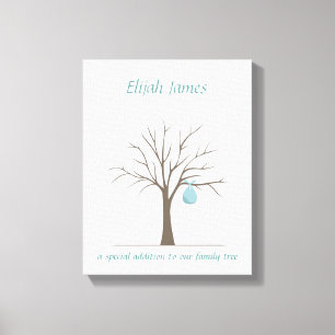 Baby Fingerprint Tree – Blue Canvas Print