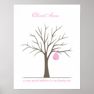 Baby Fingerprint Tree - Pink Poster