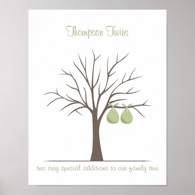 Baby Fingerprint Tree - Twins Poster (Front)