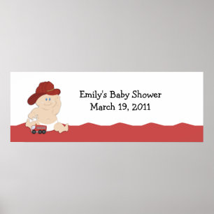 BABY FIRE FIGHTER Baby Shower /  Birthday Banner Poster