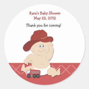 BABY FIRE FIGHTER Baby Shower Favour Sticker