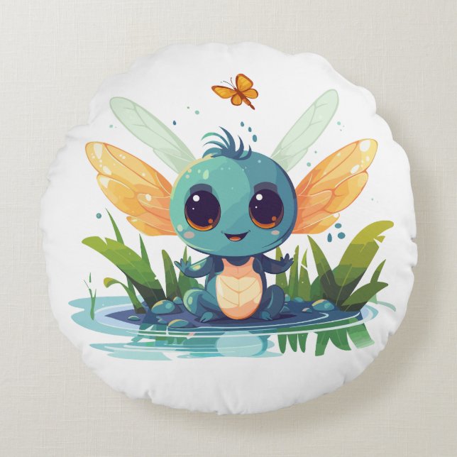 Baby Firefly Dragon Round Cushion (Front)