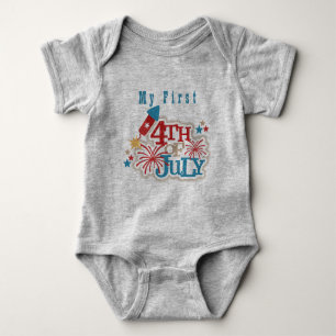 Baby First 4th of July Light Grey One Piece Baby Bodysuit