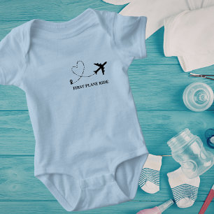 Baby First Aeroplane Ride Blue Travel Custom Bodysuit
