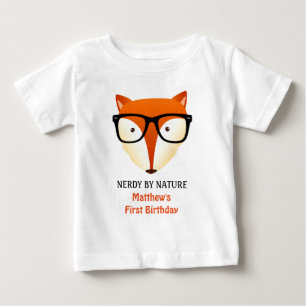 Baby First Birthday Nerd Fox Cute and Funny T-Shirt