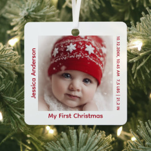 Baby First Christmas 2 Photo Keepsake Modern Metal Tree Decoration