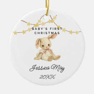 Baby First Christmas Animal Cute Baby Girl Rabbit Ceramic Ornament