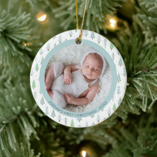 Baby First Christmas Christmas Trees Personalised Ceramic Ornament