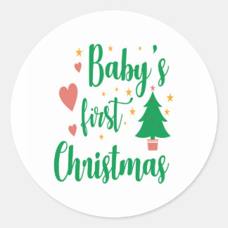 Baby first Christmas  Classic Round Sticker