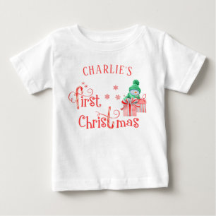Baby First Christmas - Cute Snowman and Snowflakes T-Shirt