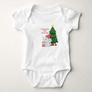Baby First Christmas Elephant Name Bodysuit