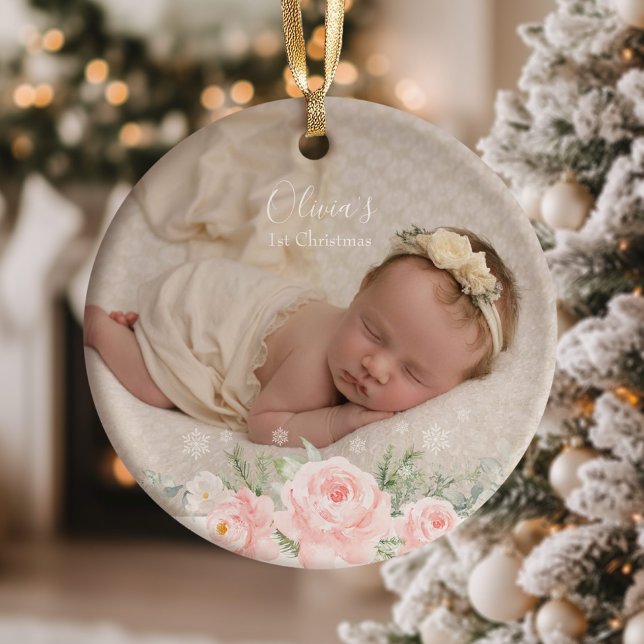Baby first Christmas floral Ornament (Creator Uploaded)