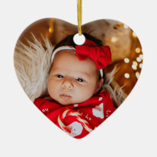 Baby First Christmas Keepsake Festive Photo Ceramic Ornament