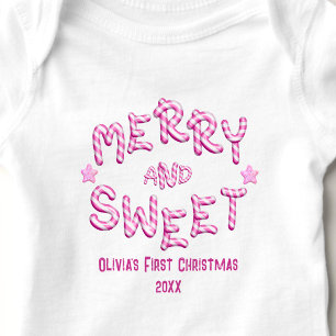 Baby First Christmas Merry and Sweet Candy Cane Baby Bodysuit