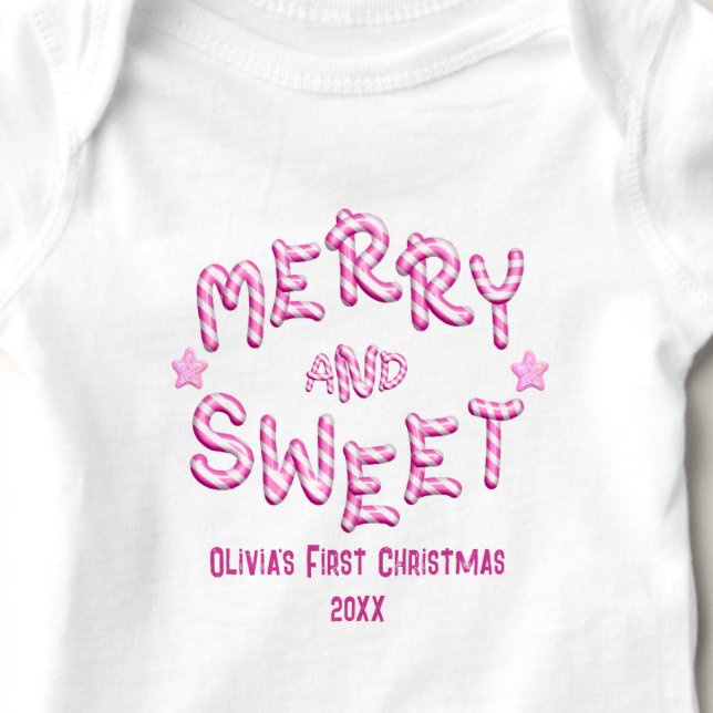 Baby First Christmas Merry and Sweet Candy Cane Bodysuit (Creator Uploaded)
