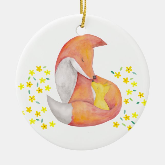 Baby First Christmas Personalised Ornament Fox Art (Front)