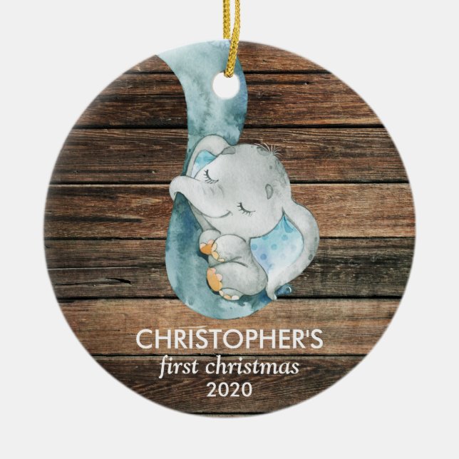 Baby first Christmas Personalized Name Custom Ceramic Ornament (Front)