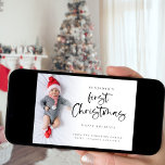 Baby First Christmas Photo 2026 Calendar Holiday Card<br><div class="desc">Baby First Christmas Photo 2026 Calendar. Available digitally and printed. Lovely to celebrate your baby's first Christmas. A playful set script for First Christmas and the rest of the text is easy to personalise. Replace the sample photo with your own. A gradient overlay layer is on top of your photo...</div>