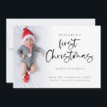 Baby First Christmas Photo 2026 Calendar Holiday Card<br><div class="desc">Baby First Christmas Photo 2026 Calendar. Available digitally and printed. Lovely to celebrate your baby's first Christmas. A playful set script for First Christmas and the rest of the text is easy to personalise. Replace the sample photo with your own. A gradient overlay layer is on top of your photo...</div>