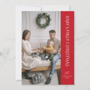 Baby First Christmas Photo Card Red
