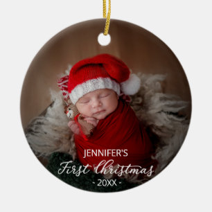 Baby First Christmas Photo Ceramic Ornament