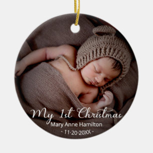 Baby First Christmas Photo Ceramic Ornament